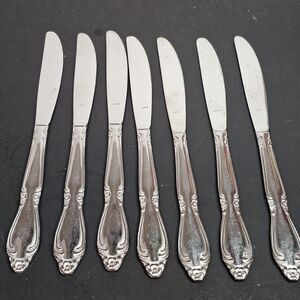 Vtg Customcraft CUS 11 Knives Set of 7 Flatware Monogrammed D